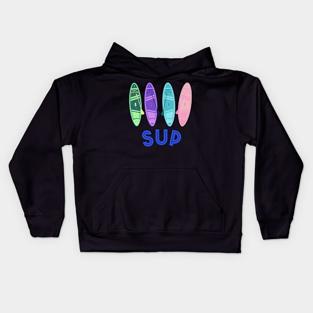 Cute Sup Colorful Paddleboards Kids Hoodie by SpiralBalloon